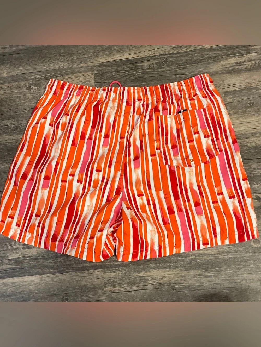 Nautica Men’s Orange & Pink Striped Swim Shorts
